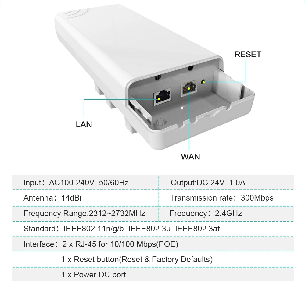 V46 AR9344 чипсет wifi маршрутизатор wifi ретранслятор длинный Диапазон 300 Мбит/с 2,4 ГГц Открытый AP маршрутизатор CPE мост Точки доступа Клиент маршрутизатор