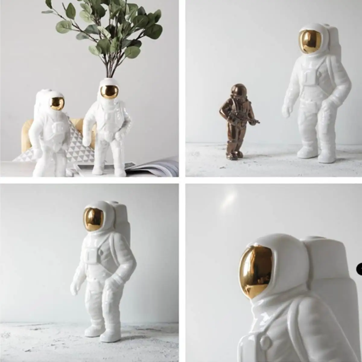  Space Man Sculpture Astronaut Fashion Vase Rocket Aircraft Ornament Model Ceramic Material Cosmonau