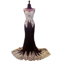 100% Real Photo Evening Dress Lace Applique Mermaid Robe De Soiree Spandex Sheer Back With Crystal Party Evening Elegant