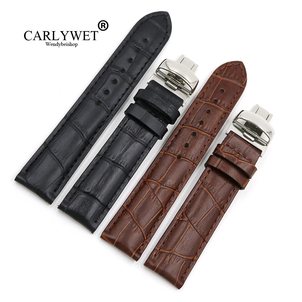 CARLYWET 19 мм чёрный; коричневый Натуральная кожа ремешок для ремешка для часов браслет для PRC200 T17 T461 T014430 T014410
