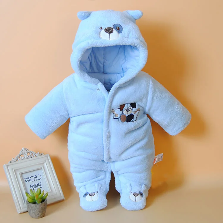 2016 Newborn Baby Rompers Cartoon Hooded Winter Baby Clothing Thick Cotton Baby Girls Outfits Baby Boys