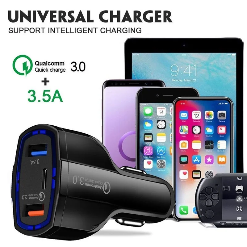 سريع تهمة 3.0 شاحن سيارة USB C PD ميناء 3.5A ل فون X 8 زائد شاحن سريع للهاتف المحمول لسامسونج S8 شاحن موفيل