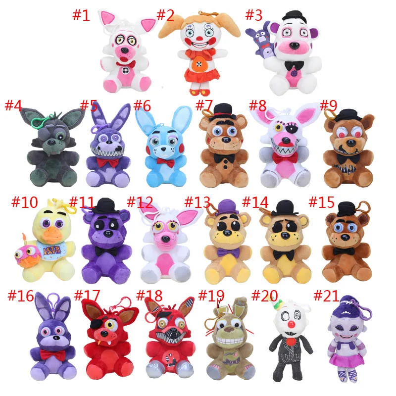 

21pcs/lot 14cm Five Nights at Freddy's Sister Location Location FNAF Nightmare Springtrap Freddy Foxy Mangle Plush Pendant Toy