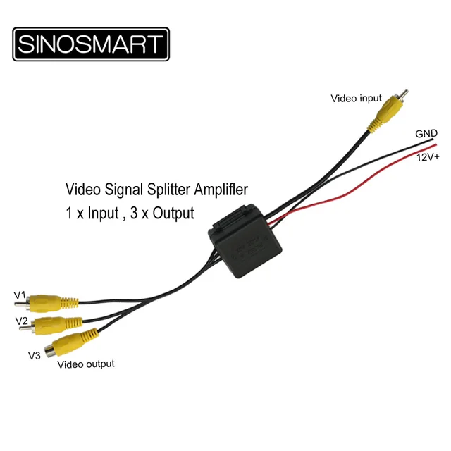 Free Shipping Video Signal Splitter Amplifier RCA Cable 1 to 3 Video