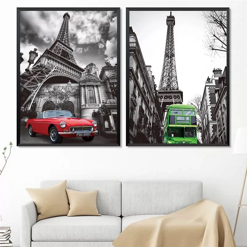 Decorative British Architecture Wall Art Canvas Painting Bus Nordic Poster Wall Pictures For Living Room Home Decor Unframed