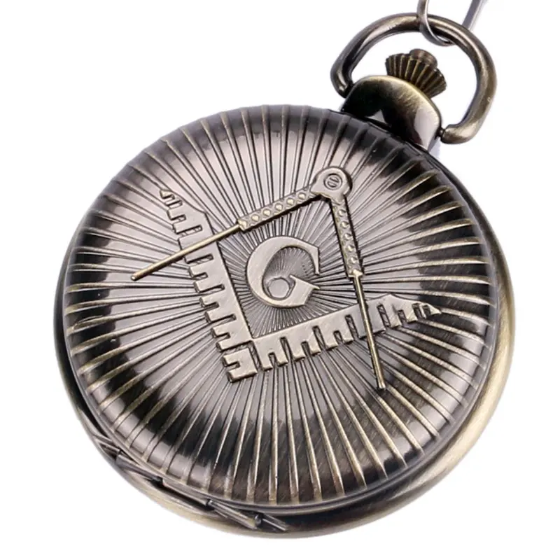Карманные часы Overaize Big &quotG&quot Freemasons бронзовые Кварцевые с цепочкой Fob карманной