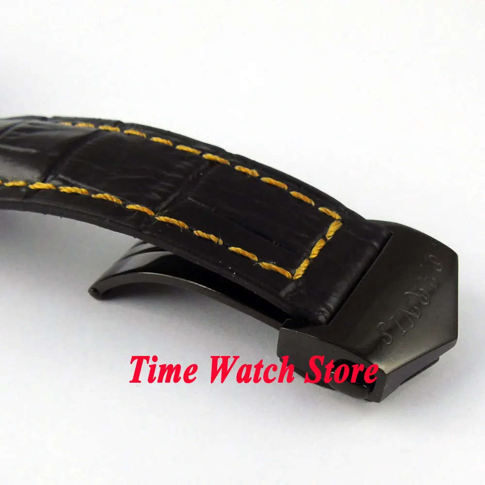 Часы Parnis 43 мм с черным циферблатом, сапфировое стекло, керамический ободок, PVD Diver, Автоматический ход, мужские часы 186