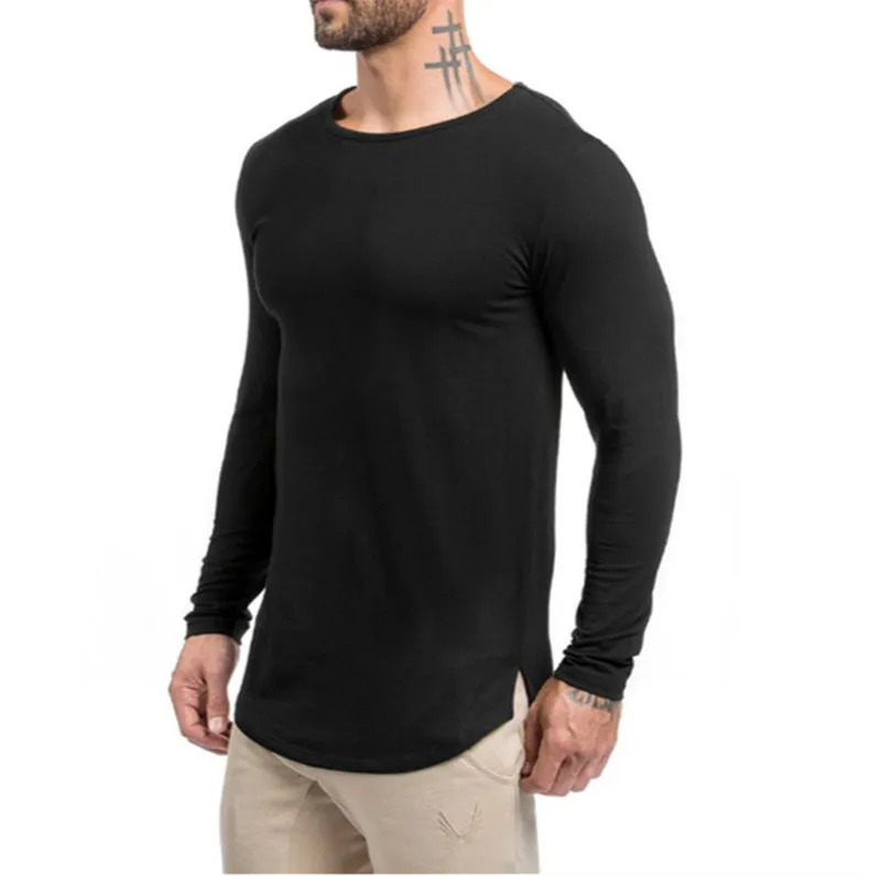 Long Sleeve Back Patchwork Men's Gym Fitness T Shirt - Men's Fitness ...