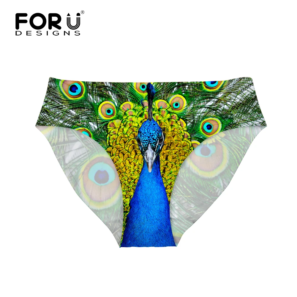 

FORUDESIGNS Swimming Trunks Women Brazilian Bikini Bottoms Peacock Animal Printing Tankini Swimsuits Swimwear Shorts Women Thong