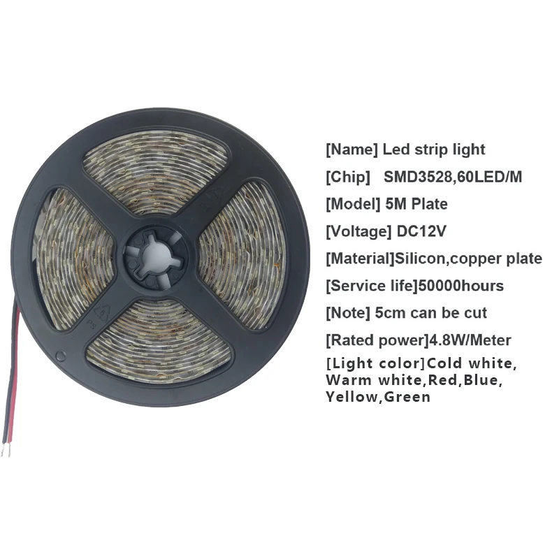 5M Водонепроницаемый 12v светодиодные полосы светильник IP20 3528 5050 60 светодиодов/M RGB гибкий светодиодный светильник ing домашнего украшения в виде ленты Luz монохромный