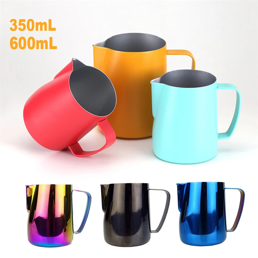 Milk Jug 350/600ML Stainless Steel Frothing Pitcher Pull Flower Cup Coffee Frother Espresso Coffeware | Дом и сад