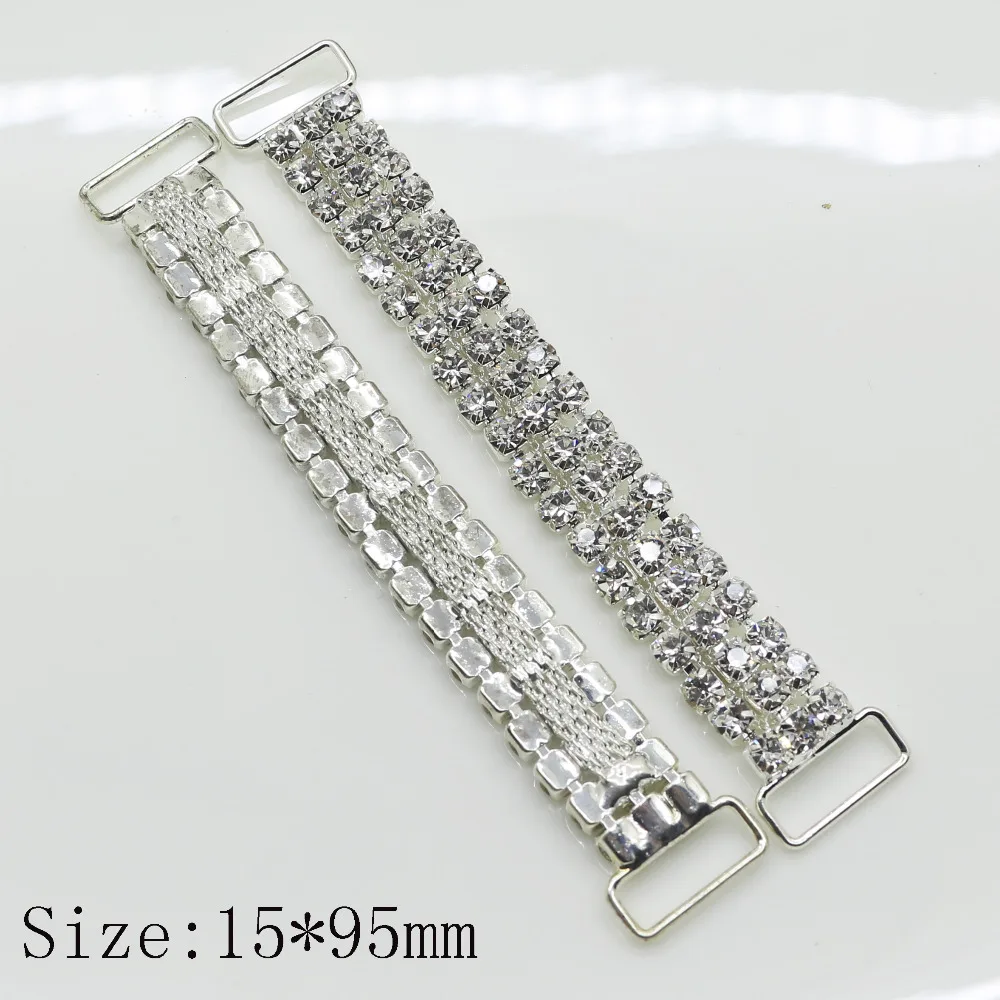

2017 New 3 rows 95MM 10PC Charm Chain Bikini Connectors / Buckle reinforcement flat chain made of metal rhinestone bikini buckle