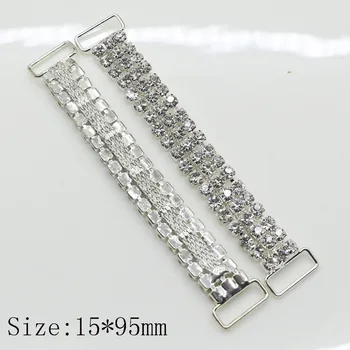 

2017 New 3 rows 95MM 10PC Charm Chain Bikini Connectors / Buckle reinforcement flat chain made of metal rhinestone bikini buckle
