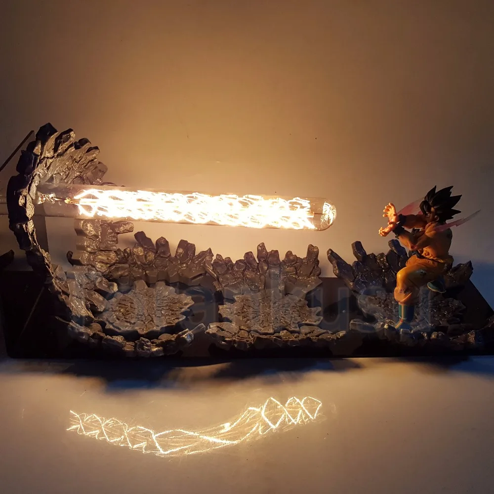 Dragon Ball Z Action Figure Son Gokou Triple Kaiouken DIY LED Light Anime Dragon Ball Super Goku Kamehameha Attack Model DIY186