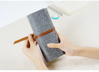 

Harphia Wool Felt Belt Pencil Bag Pen Case Creative Multifunction Stationery Pouch Cosmetic Makeup Large Capacity