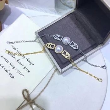 

925 Silver Bracelet Settings Findings Mountings Women Accessories Parts Bangle for Akoya Edison Pearls Jade Coral Beads