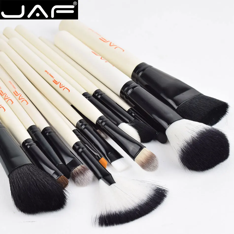 JAF 15 шт набор кистей для макияжа животных волос Syntehtic белая ручка удобно портативный набор кистей для макияжа J1503M-W