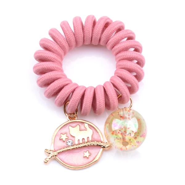 Сплошной цвет телефонный провод эластичность Резиновая лента кошка звезда эластичные повязки для волос, резинка для женщин повязки для волос резинка - Цвет: Pink