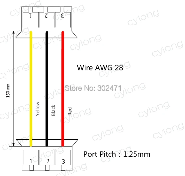 3-контактный разъем w/. провод x 10 sets.3pin 1,25 мм