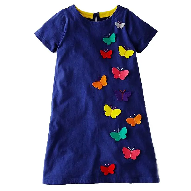 Jumping meter/Полосатое платье для маленьких девочек; Летние Платья с цветочным принтом; одежда для детей; лоскутное платье принцессы с животными; детская одежда