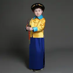 Китайский Hanfu халат костюмы дети цинской династии имперском охранников Костюмы традиционный Национальный древний Карнавальная одежда