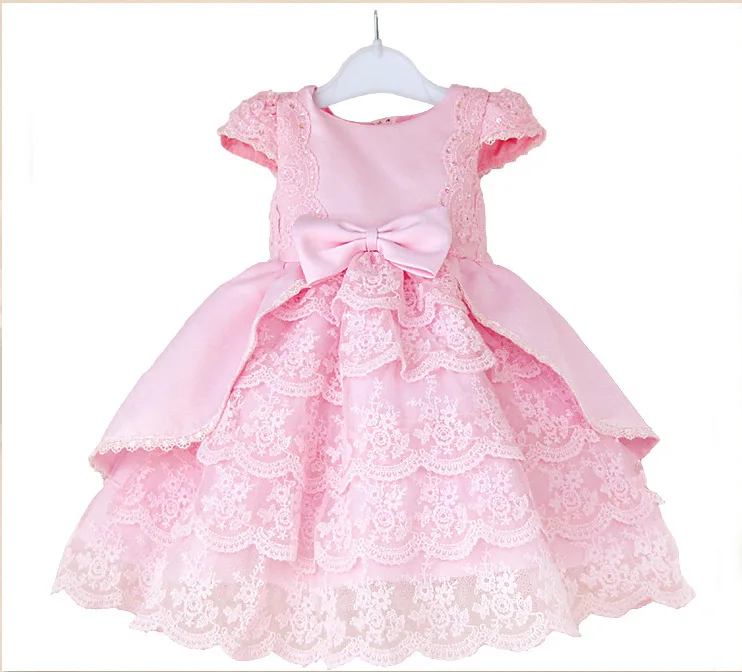 Детское осеннее платье принцессы из Южной Кореи с длинными рукавами для девочек; детская одежда с розовым бантом; два цвета