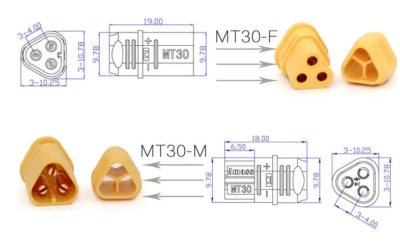 Детские носки, 5 пар AMASS MT30 2 мм 3-контактный разъем/двигатель постоянного тока-типный коннектор штекер комплект с силикатной гелевой обмоткой для Батарея модели RC Quadcopter Multicopter