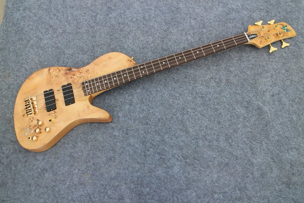 Ash wood body Burl top Quality 4 string gold Hardware butterfly Bass
