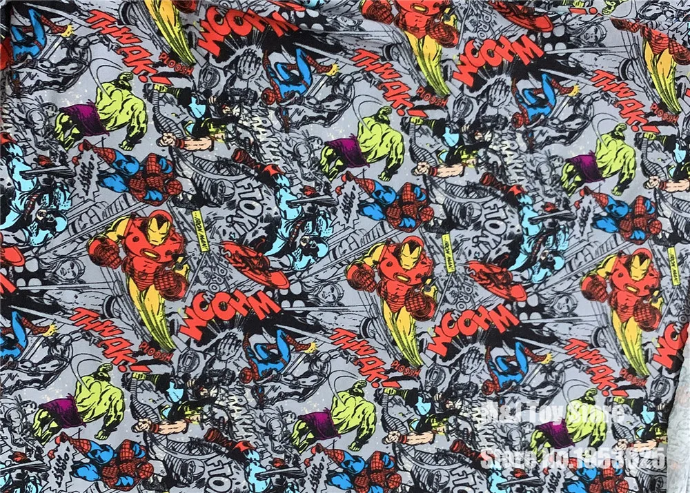 

50*175cm Hulk The Avengers stretchy cotton fabric lycra knitted jersey fabric DIY sewing T-shirts boy clothing making fabric