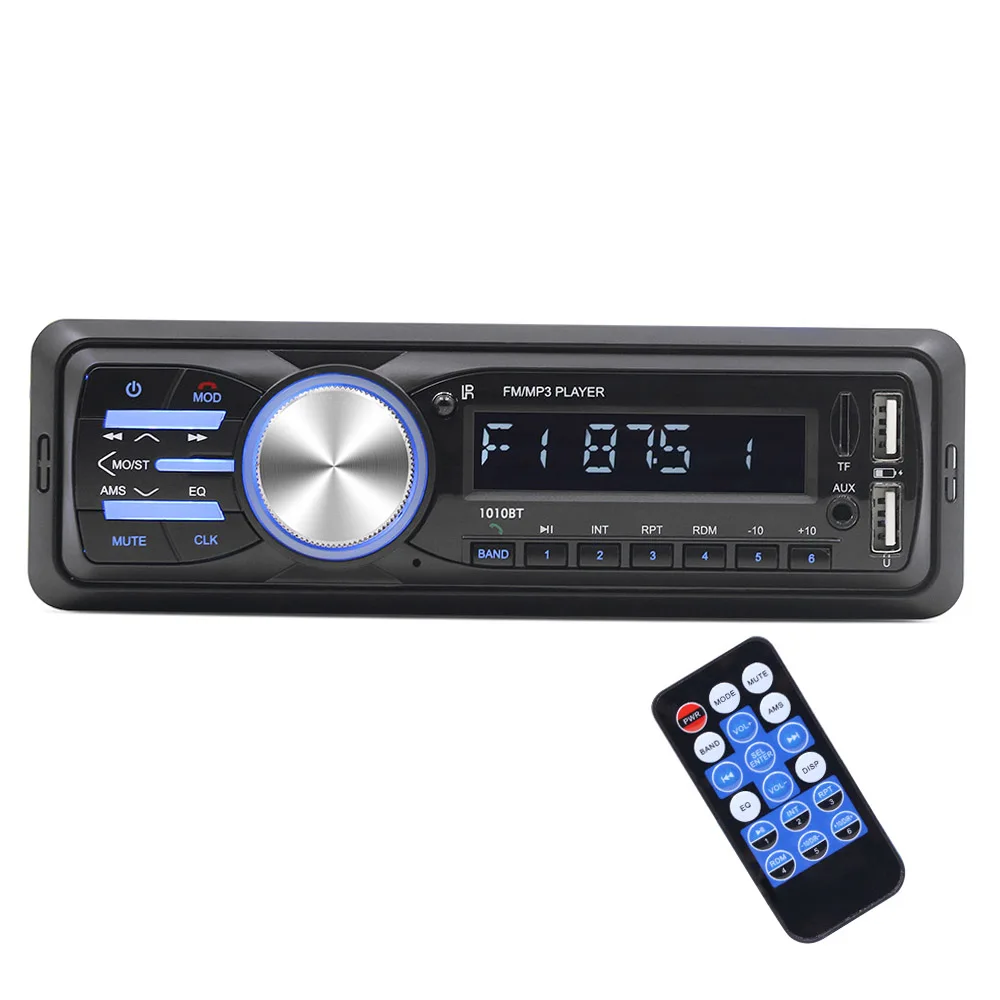 

1Din Car Audio 1010RDS MP3 Player Car Audio Bluetooth Stereo RDS/FM/AUX/ISO Input Subwoof Sound Playback Auto Car Radio