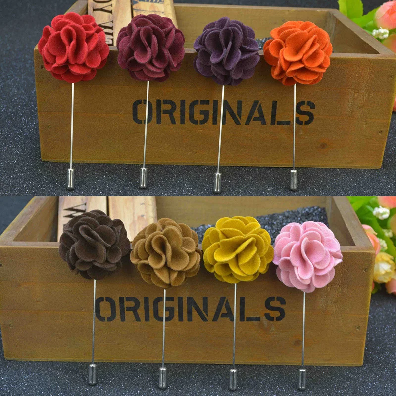 Wholesale 50 pcs/lot Fabric Flower Mens Lapel Pin Vintage Brooch Wedding Bouque Suit Decoration Corsage Boutonniere | Украшения и