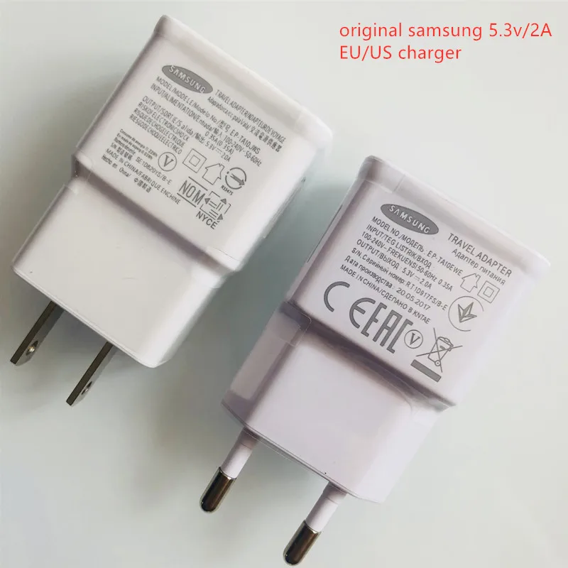 Оригинальное настенное зарядное устройство samsung 5,3 V 2A EU US адаптер 1/1. 5M Micro USB кабель передачи данных для galaxy s6 s7 edge a3 a5 a7 j3 j5 j7