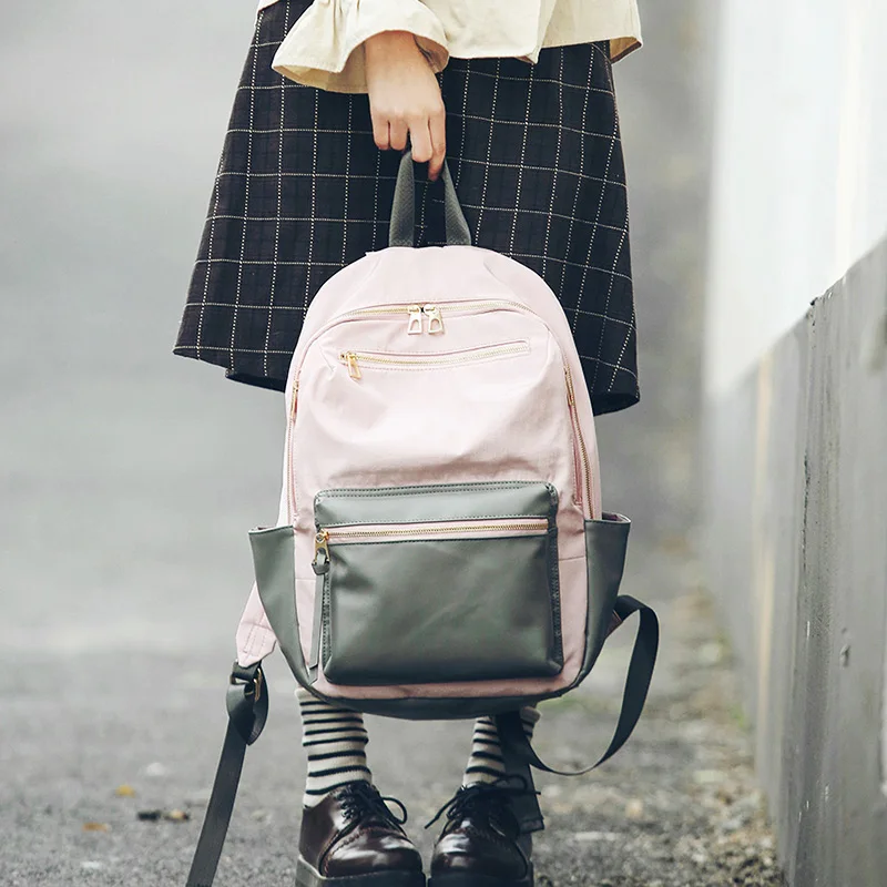 New Japanese Women Backpacks Harajuku Girl Contrast Color Schoolbag