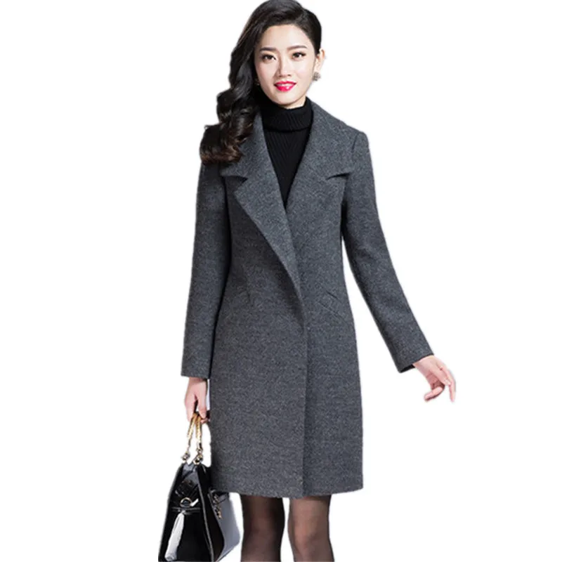 Новое поступление высокое качество зимнее Женское шерстяное пальто тонкий корейский стиль женский свободный размера плюс M-4XL шерстяное пальто LZ184 - Цвет: as picture