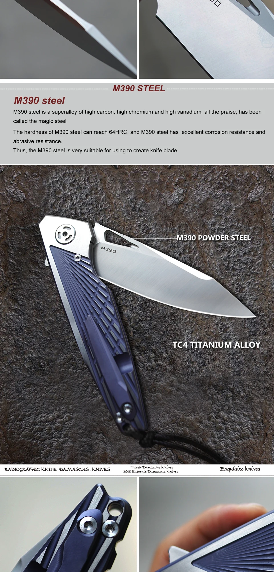 TUREN-M390 стальное лезвие складной нож TC4 ручка из титанового сплава EDC инструменты для выживания на открытом воздухе охотничьи походные карманные ножи Подарки