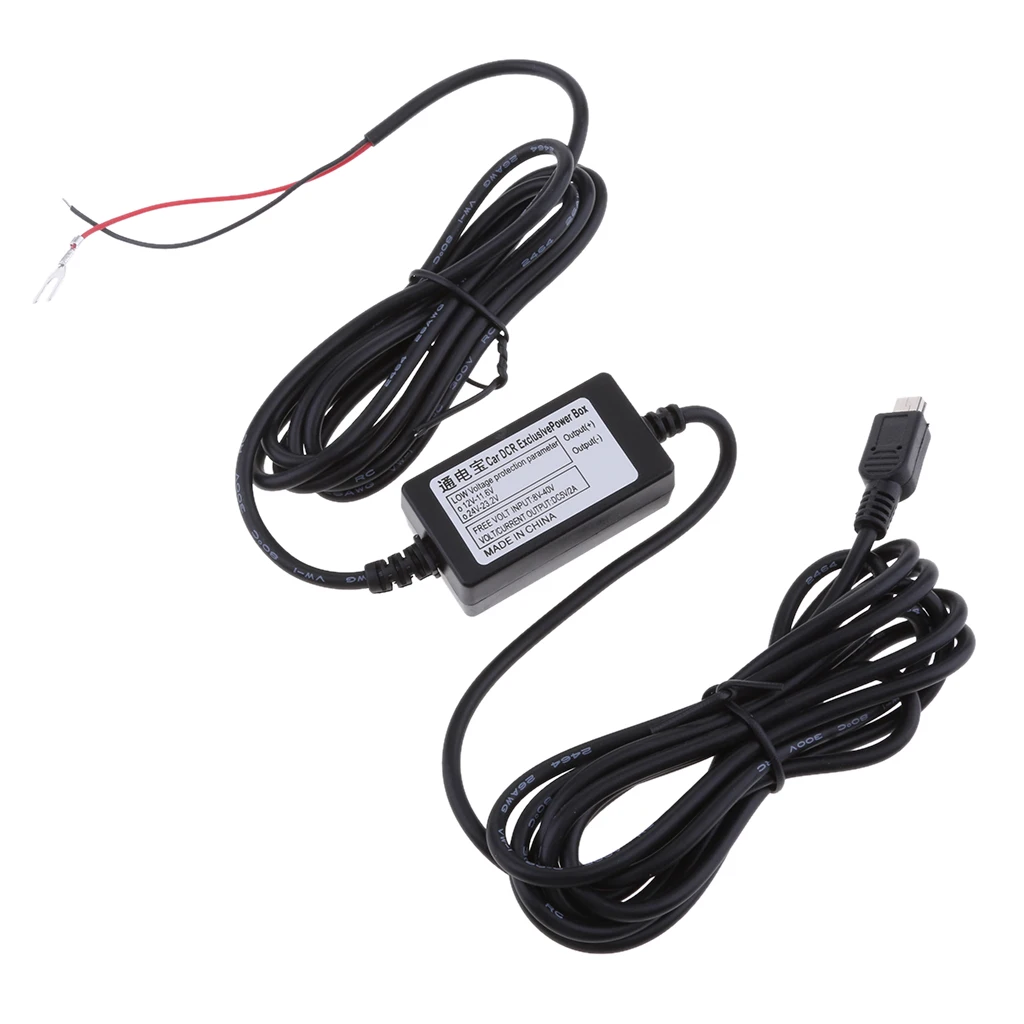 Car Dash Cam Hardwire Kits 12/24V To 5V 1.5A with Mini USB Stright Head Power Adapter Cable