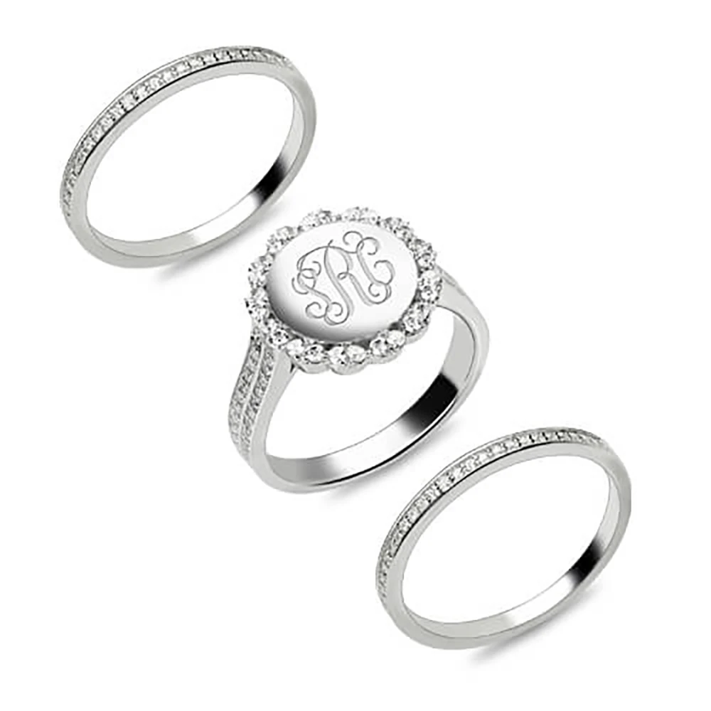 

Sweey Dropshipping Personalized Stackable Monogram Silver Ring with Cubic Zirconia Valentine Birthday Gift for Ebay Amazon