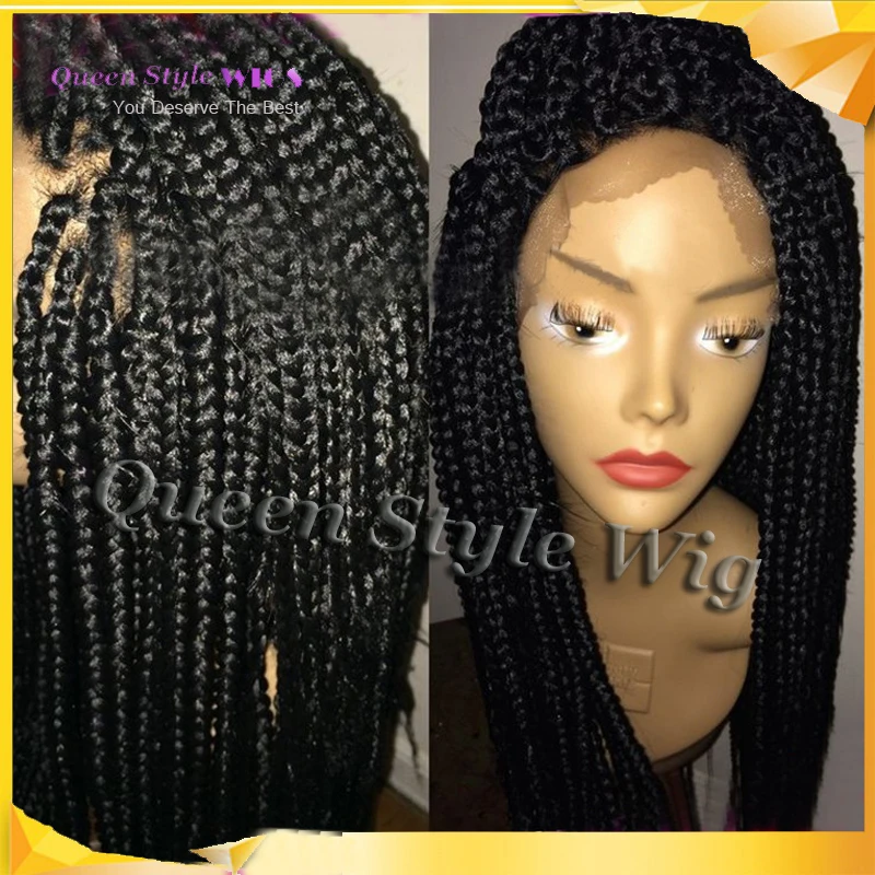 Afro Black Women Hairstyle Synthetic Black Color Box Braids Styles