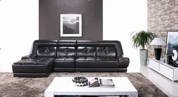 

2017 Foshan furniture leather living room sofa set , black leather sofa