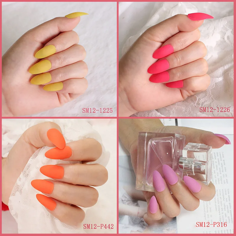 

24pcs Ladies Fake Nails Tips DIY Frosted Matte Drops Shaped False Nails Hot Mdf