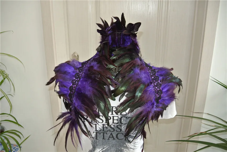 

PURPLE feathers SHAWL Shrug Shoulder Feather cape vintage capelet for Adult Halloween decor