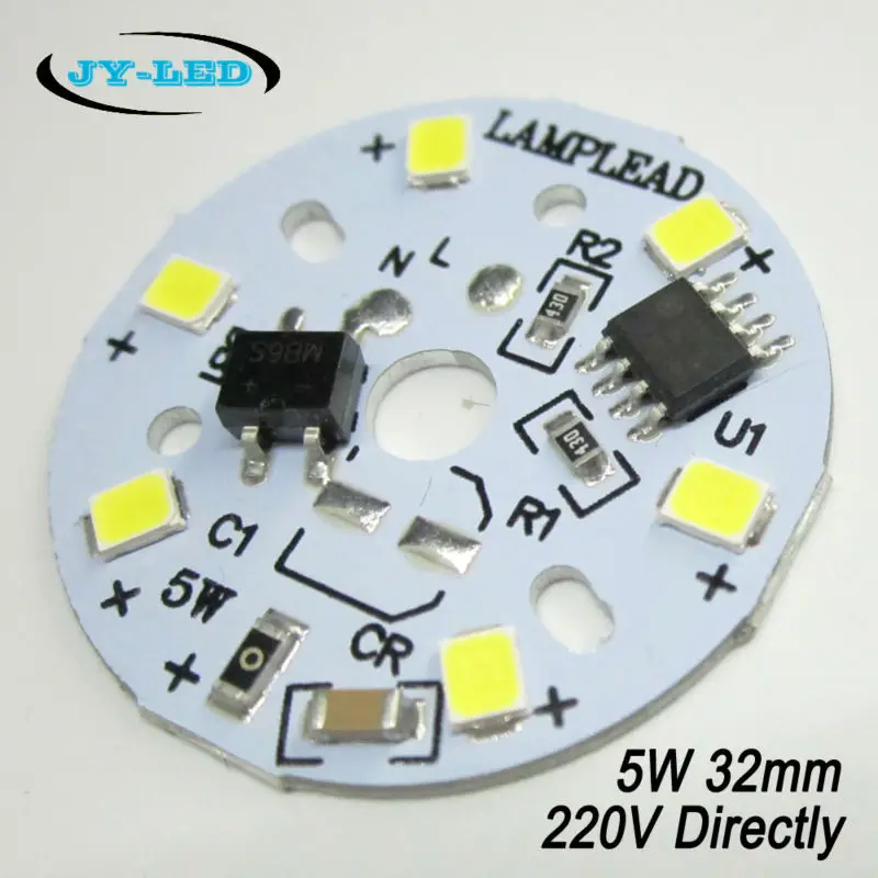 

5W 32mm High PF Driverless Light Source Panel, AC180-240V Directly Needn't Driver SMD 2835 Bulbs LED PCB Excellent Quality