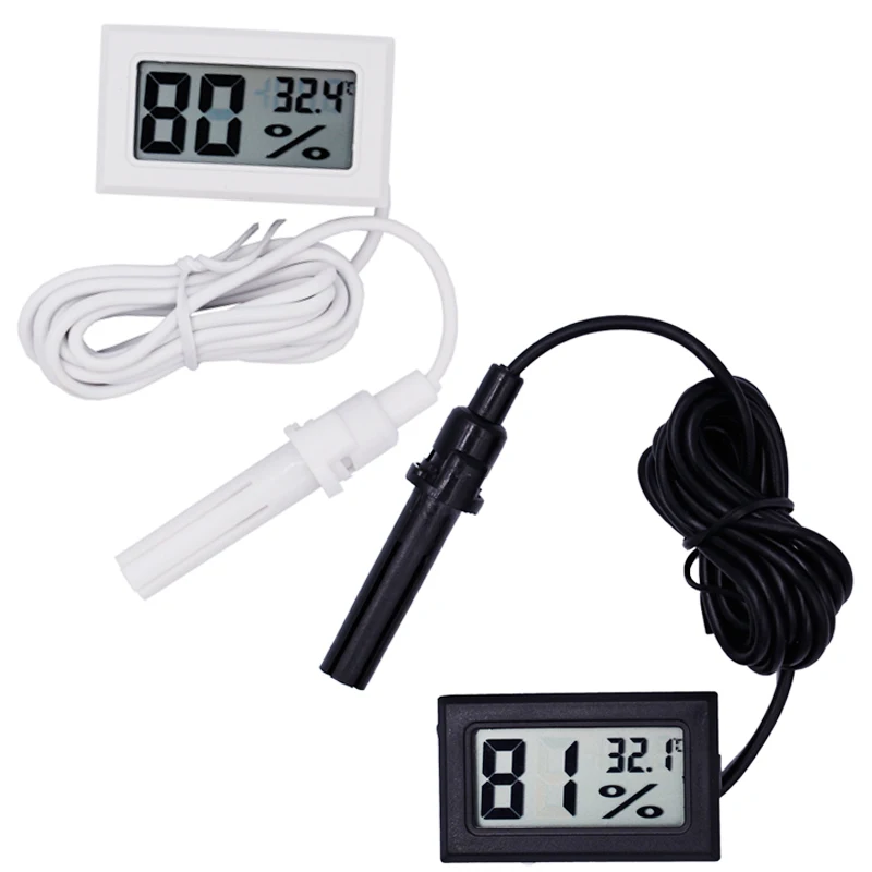 1x Meter Digital Hygrometer Thermometer With Wire Humidity Reptile Vivarium 