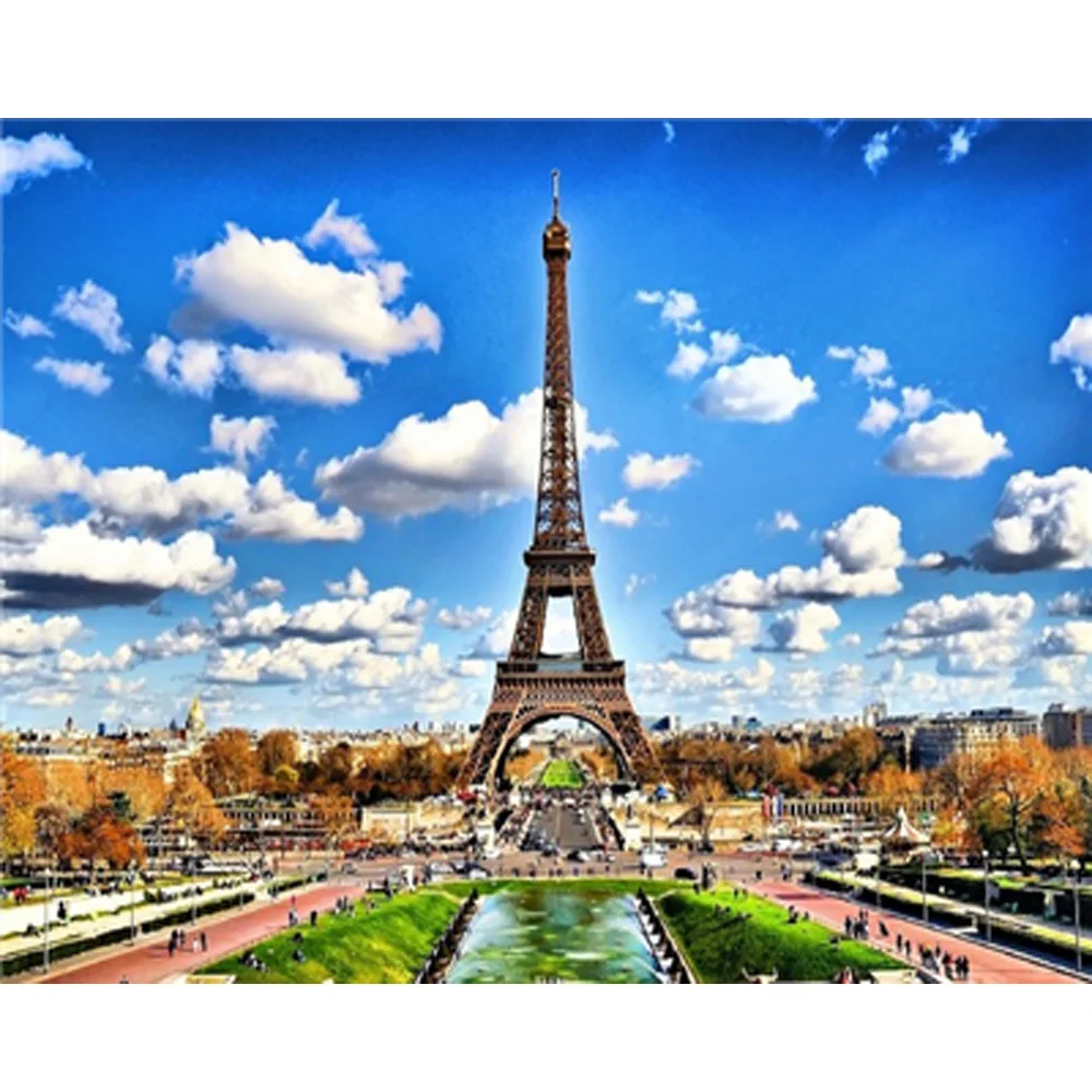 

5D DIY Diamond Embroidary Full Round Drill Mosaic Cross Stitch Paris Street 3D Diamond Painting kit Sticker Home Decor TY076