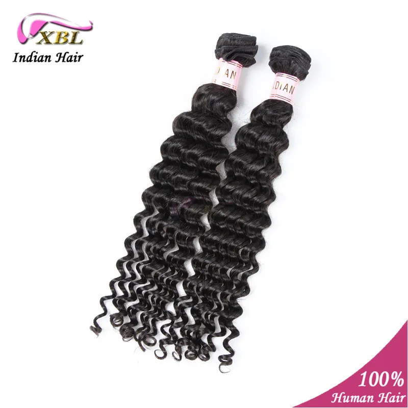 

7A Grade Virgin Indian Hair bundles Unprocessed Human Hair extension natural color Deep wave 2pcs/lot