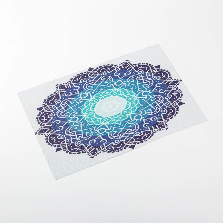  Fame Style Mandala Painting Placemats Non-slip Adiabatic Modern PVC Anti-stain Table Mats Coffee Ta