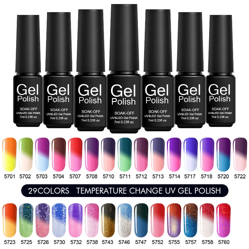 

Zation Temperature Change Colors UV Nail Gel Polish Long Lasting Colorful Gel Nail Art Soak Off UV Hybrid Thermal Gel Varnish