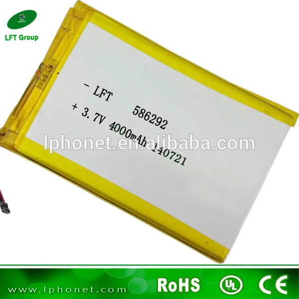 

586292 shenzhen supplier 3.7v 4000mah lithium polymer battery for tablet pc