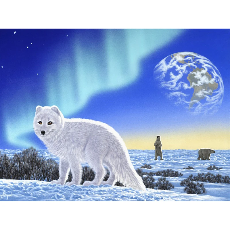 3d Full Diamond Embroidery Home Decor Diamonds Mosaic Painting Pasted Pictures Square Drill Northern Lights Baby polar bear 