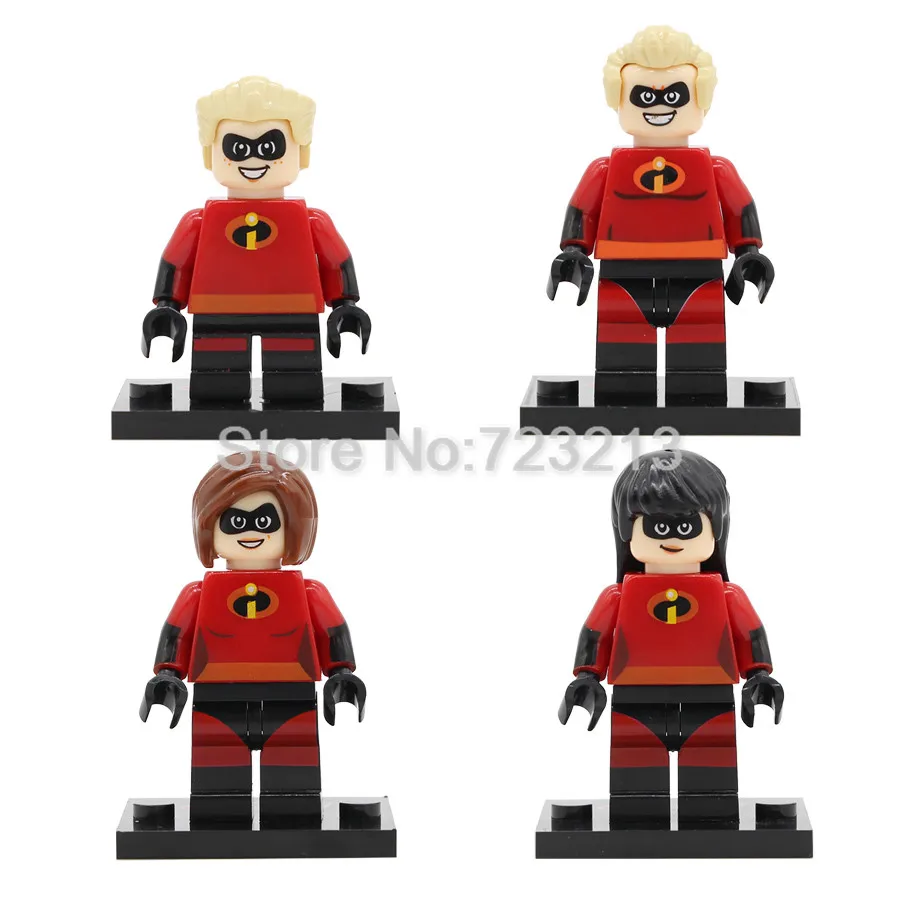 

Single Sale The Incredibles Cartoon Movie Figure set Bob Dash Helen Violet Parr Building Block Models Bricks Kits Toys